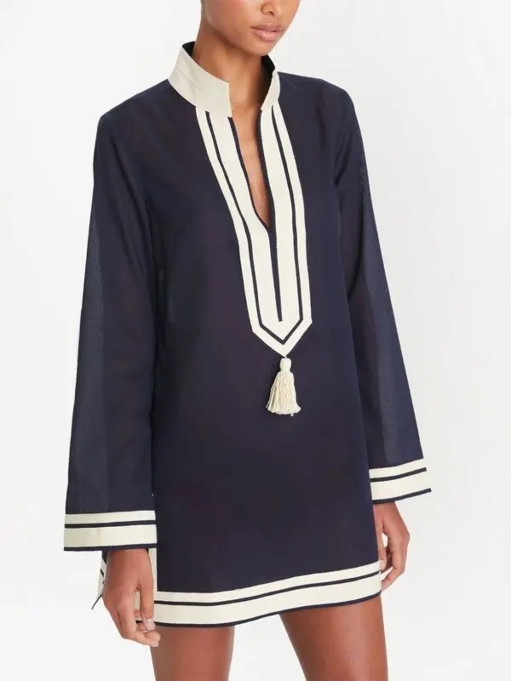 Tory Burch cotton summer bohemian Tory tunic long sleeve blouse size large